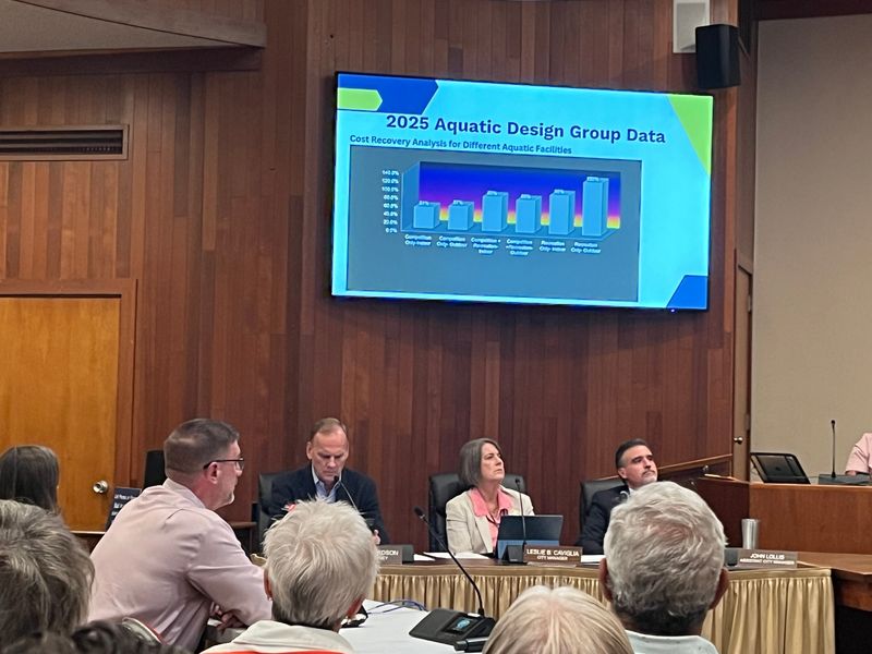 Visalia Parks and Recreation Director Jason Glick presents report on proposed Visalia aquatic center.