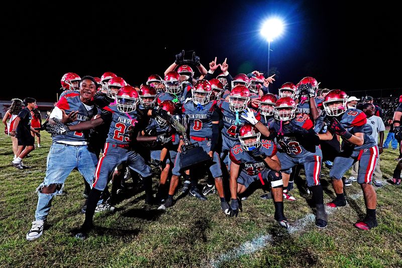 Scenes from the Ramon Road Rivalry football game between Palm Springs and Rancho Mirage in Palm Springs, Calif., on Thurs., October 30, 2025. Palm Springs won 33-21.