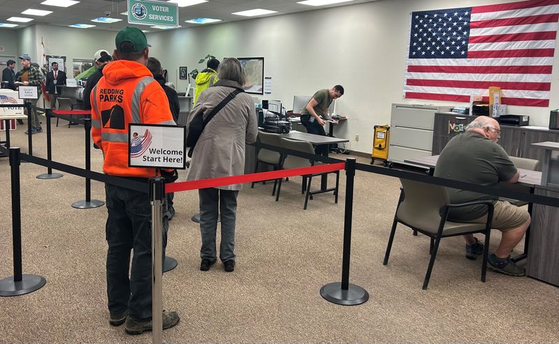 Voters inside the downtown Redding elections office on Tuesday morning, Nov. 4, 2025.