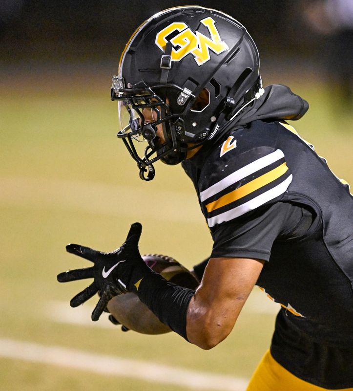 Golden West's Adrian Huerta runs against Mission Oak for the first round of the CIF Central Section Division III Football Championships on Friday, November 7, 2025.