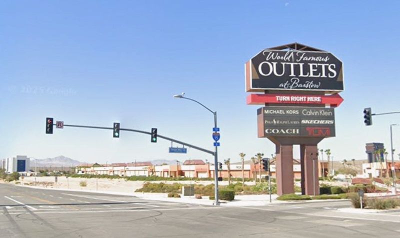 The Outlets at Barstow shopping mall, 2796 Tanger Way in Barstow, pictured in a Google Street View image.