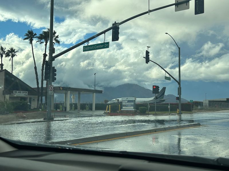 Flooding along Gene Autry Trail in Palm Springs on Saturday, Nov. 15, 2025.