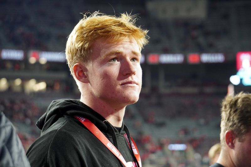 Huntington Beach quarterback Brady Edmunds visits Ohio Stadium on the day of the Ohio State Buckeyes football game against UCLA on Nov. 15, 2025.