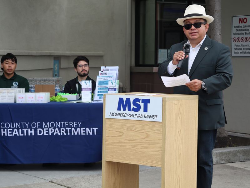 Monterey County Supervisor Luis Alejo at the fentanyl testing strips vending machine unveiling on May 1, 2025 at the Monterey-Salinas Transit (MST) Center in Salinas, Calif.