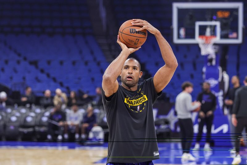 Nov 18, 2025; Orlando, Florida, USA; Golden State Warriors center Al Horford (20) warms up before the game against the Orlando Magic at Kia Center. Mandatory Credit: Mike Watters-Imagn Images