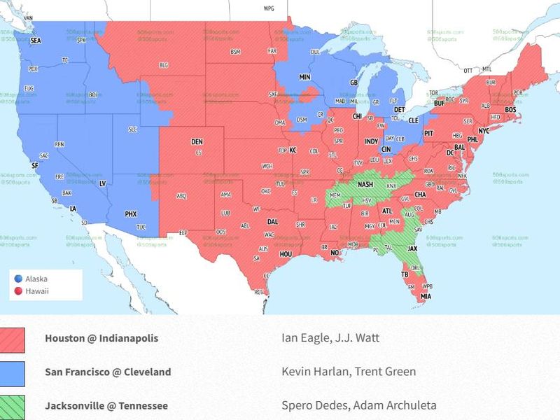 Week 13 CBS broadcast map