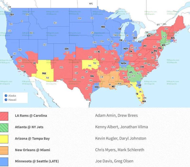 Week 12 FOX broadcast map