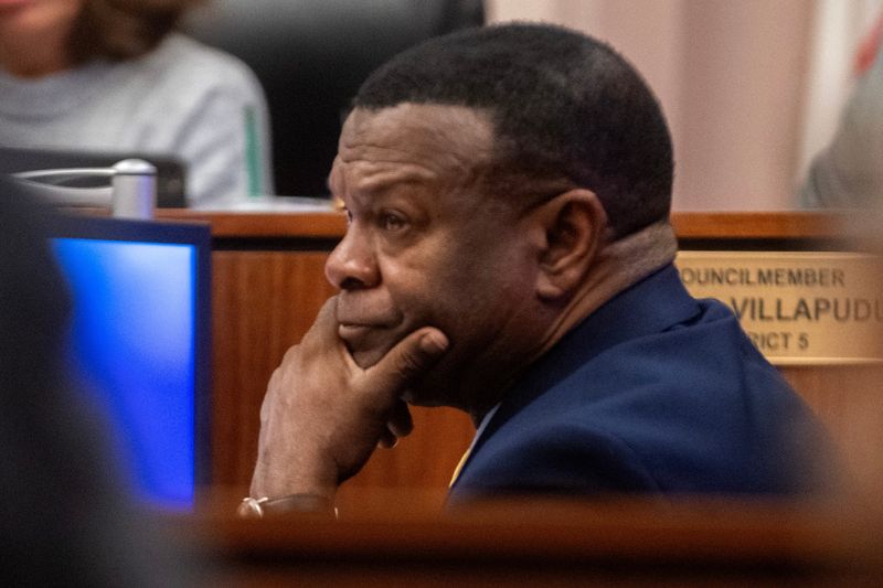 City manager Johnny Ford attends a city council meeting at Stockton City Hall in downtown Stockton on Dec. 9, 2025.