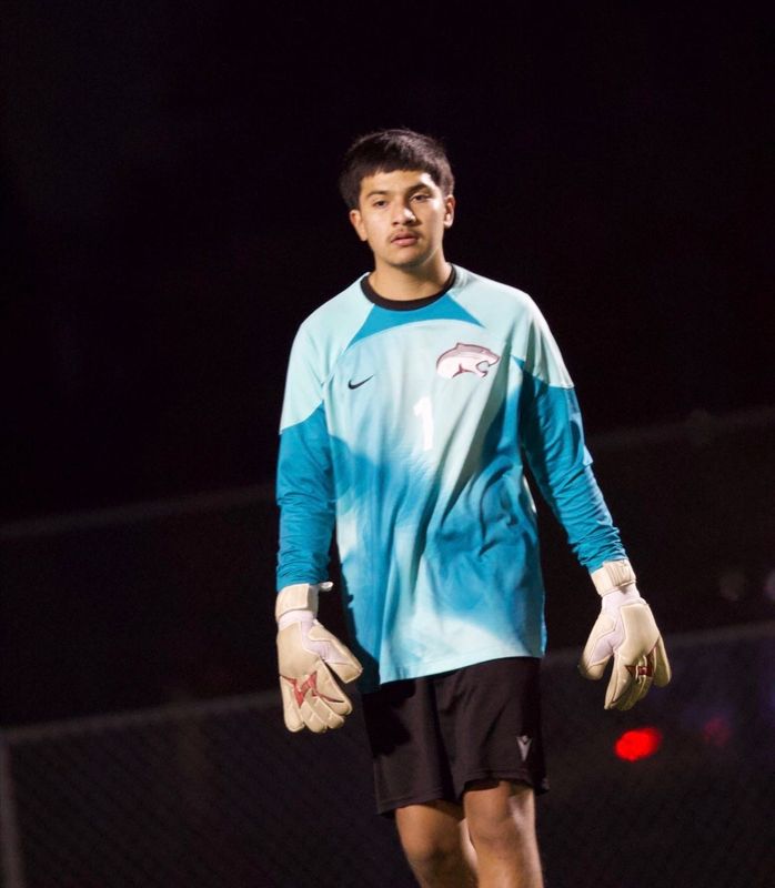 Weston Ranch goalkeeper Oscar Mendez stands in goal during a game in the 2025–26 season.