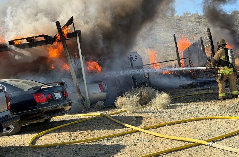 A person was found dead following an intense house fire in the 33000 block of Northside Road in Lucerne Valley on Monday, Dec. 15, 2025.