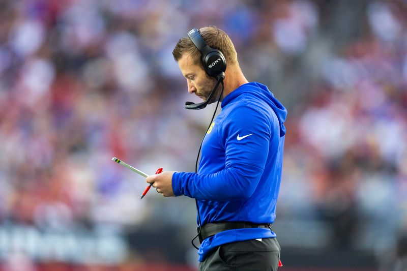 Dec 7, 2025; Glendale, Arizona, USA; Los Angeles Rams head coach Sean McVay against the Arizona Cardinals at State Farm Stadium. Mandatory Credit: Mark J. Rebilas-Imagn Images