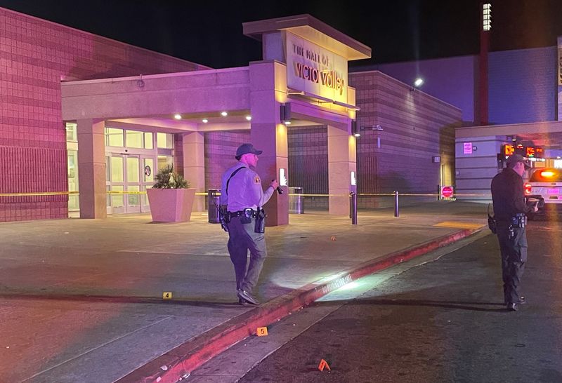 Deputies investigate a shooting at the Mall of Victor Valley in Victorville on Sunday, Dec. 21, 2025.