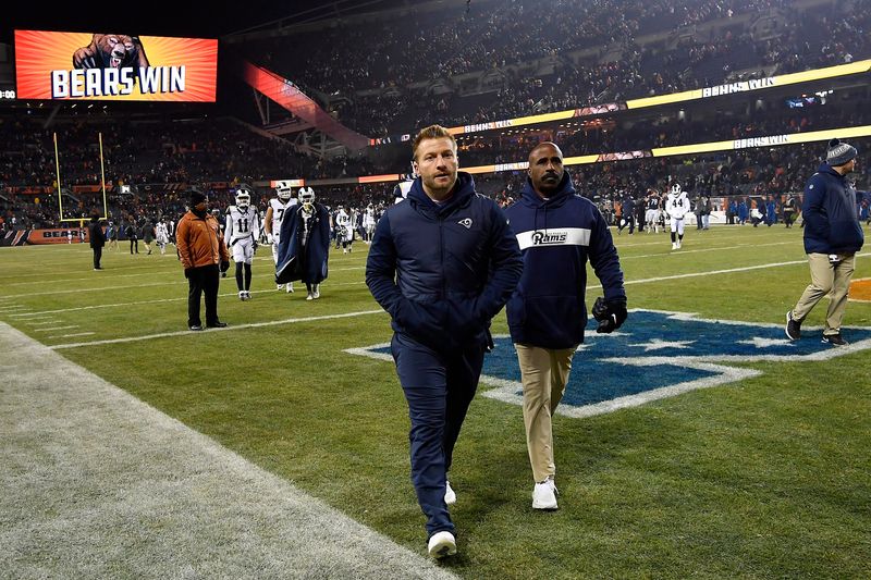 Dec 9, 2018; Chicago, IL, USA; Los Angeles Rams head coach Sean McVay leaves the field after losing against the Chicago Bears at Soldier Field. Mandatory Credit: Quinn Harris-USA TODAY Sports