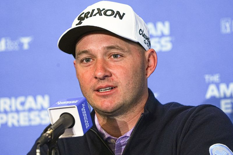 Sepp Straka talks with the media during the American Express 2026 tournament at PGA West in La Quinta, Calif,. January 21, 2026.