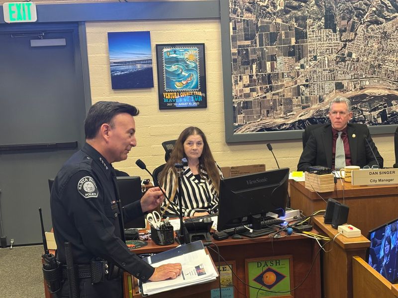 Santa Paula Police Chief Don Aguilar discusses an audit of the Santa Paula Police Department at a Santa Paula City Council meeting on Jan. 21.