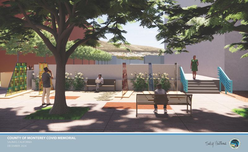 Artist rendering of the Monterey County COVID Memorial Garden to be unveiled on Feb. 3, 2026, at Government Center Plaza in Salinas.