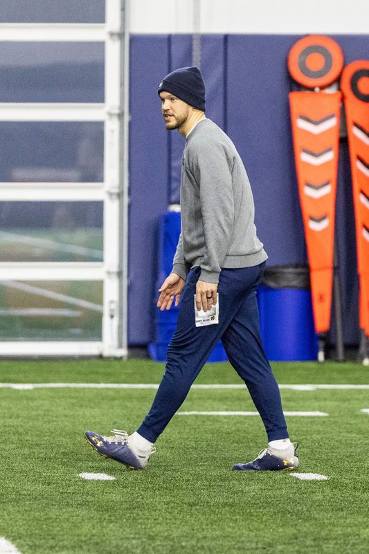 Notre Dame defensive backs coach Chris O'Leary during Notre Dame Spring Practice on Wednesday, March 22, 2023, at Irish Athletics Center in South Bend, Indiana.

Ncaa Foorball 2023 Notre Dame Spring Practice