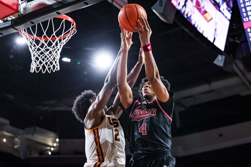 Indiana basketball forward Sam Alexis goes up for a basket against USC at the Galen Center on Wednesday, Feb. 4, 2026.