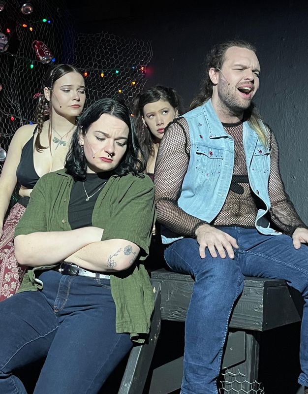Mia Anderson, Grace Whitmore, Stix Agredano and Em Reid in rehearsal for Encore Theatre Company's "Rent."