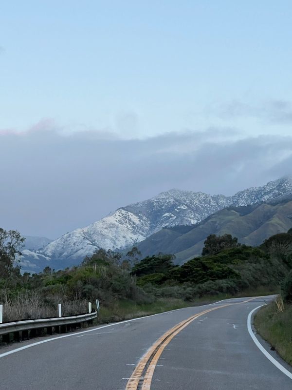 Caltrans crews spot rare snow above coastal ranges near Big Sur