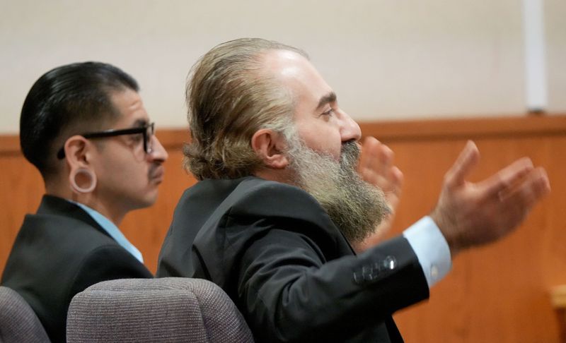 Arno Akobyan, attorney for Kristian Fonseca of Fillmore, gestures in Ventura County Superior Court Feb. 27, 2026. Fonseca is charged with two counts of murder in Santa Paula, two counts of attempted murder in Ventura and more, court records show.