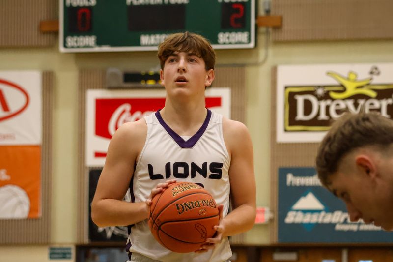 Redding Christian guard Collin Matos attempts a free-throw during the 2026 NSCIF Division VI championship game. Matos scored a game-high 24 points in the win over Biggs. Feb. 28, 2026.