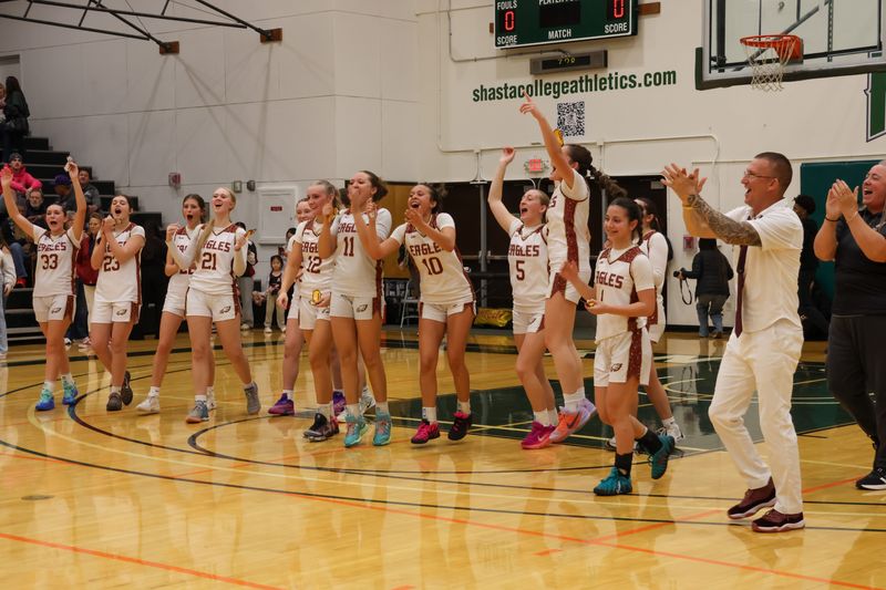 The West Valley girls basketball team celebrates its 2026 NSCIF Division IV title. Feb. 28, 2026.