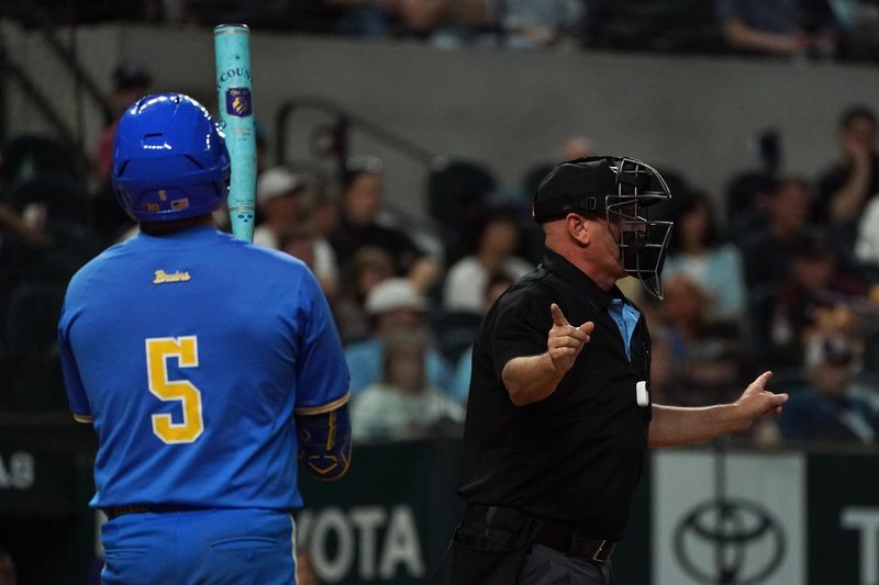 Mar 1, 2026; Arlington, TX, USA; UCLA Bruins against Mississippi State Bulldogs during the Amegy Bank College Baseball Series at Globe Life Field. Mandatory Credit: Dustin Safranek-Imagn Images