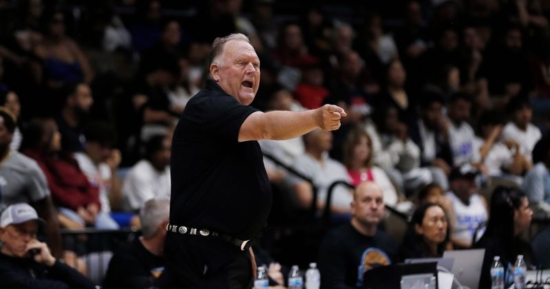 Tulare Union's Head Coach Mark Hatton gets after his team late against Central Valley Christian in a Central Section Division III high school boys basketball championship Saturday, February 28, 2026 at Selland Arena in Fresno.