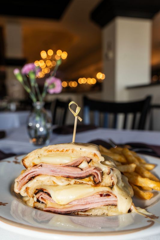 The Croque Monsieur, a classic French hot sandwich from California Bistro, which recently opened for breakfast, lunch and dinner in Rancho Mirage.