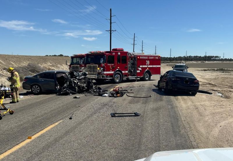 Four people suffered traumatic injuries in a head-on collision on Fillmore Street in Thermal on Friday, March 13.