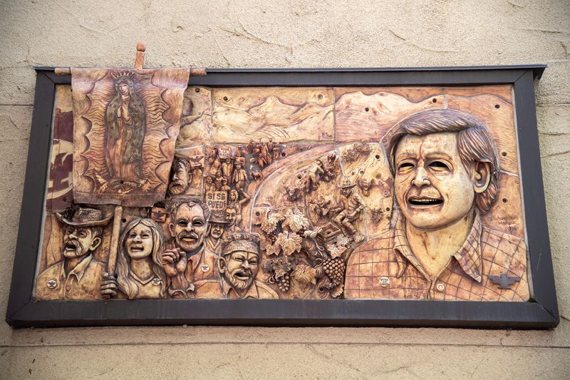 A relief mural featuring Cesar Chavez hangs on the eastern exterior wall of the Goleman Library on the Delta College Campus in Stockton Stockton on March 18, 2026.