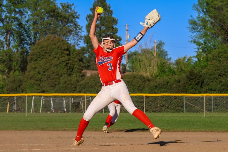 Central Valley pitcher Joleen Short winds up a pitch in a game against Shasta. Short struck out 11 Shasta batters on March 19, 2026, pushing her past 400 career strikeouts.