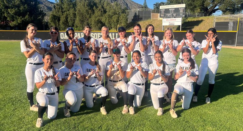 The Oak Park High softball team defeated Camarillo on March 19 for its first win over the Scorpions in Coastal League play since the league began in 2015.