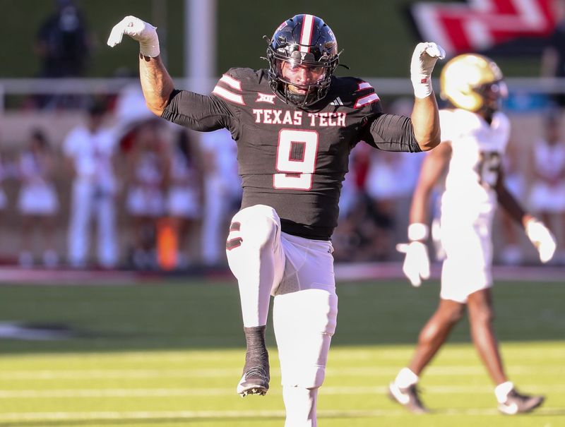 Texas Tech's Romello Height celebrates his sack against UCF during a Big 12 Conference football game, Saturday, Nov. 15, 2025, at Jones AT&T Stadium.