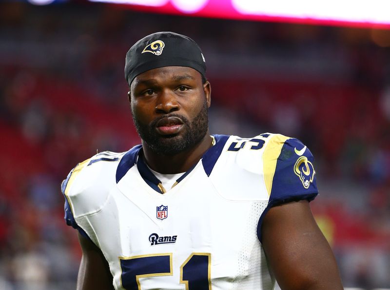 Nov 9, 2014; Glendale, AZ, USA; St. Louis Rams linebacker Marshall McFadden (51) against the Arizona Cardinals at University of Phoenix Stadium. The Cardinals defeated the Rams 31-14. Mandatory Credit: Mark J. Rebilas-USA TODAY Sports