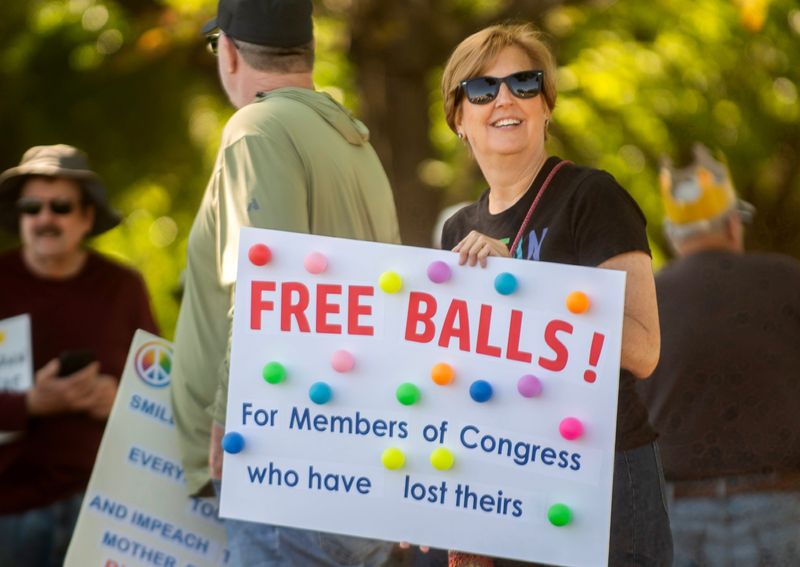 Deborah Wolfe participates in the No Kings protest in front of Delta College on Pacific and Yokuts avenues in Stockton on Mar. 28, 2026.