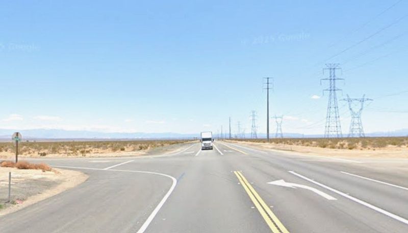 The intersection of Highway 395 and Shadow Mountain Road near Helendale.