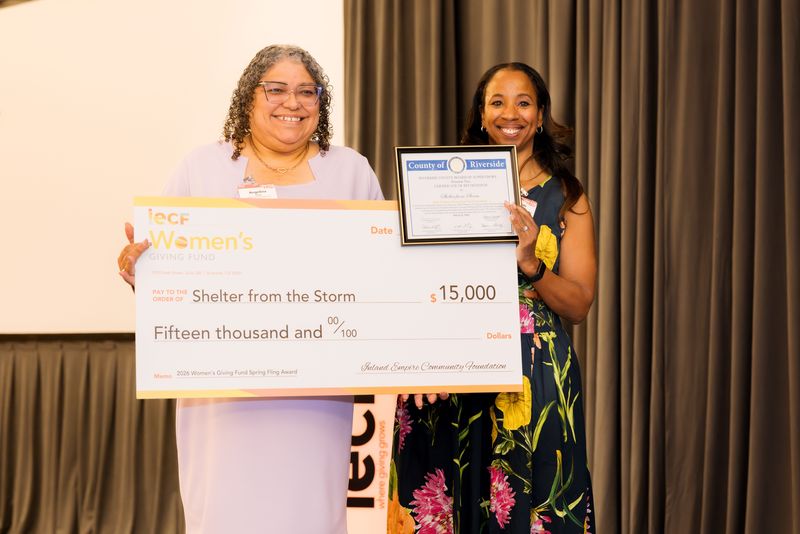 Shelter From the Storm recently received a grant from the Inland Empire Community Foundation through the Women's Giving Fund.