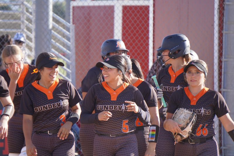Apple Valley players walk back to the dugout during the game against Oak Hills on Wednesday, April 15, 2026. Apple Valley beat Oak Hills 16-13 in a battle for first place in the Mojave River League standings.