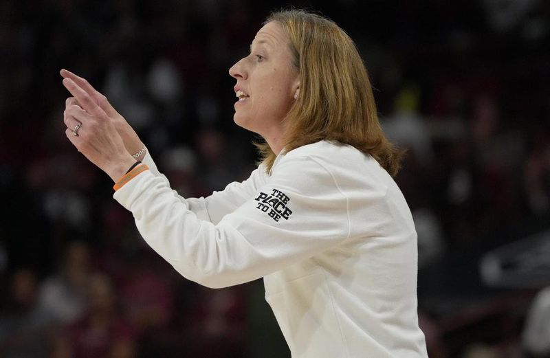 University of Southern California Head Coach Lindsay Gottlieb Monday, March 23, 2026, during the first quarter NCAA Women's Basketball Tournament at Colonial Life Arena in Columbia, South Carolina.
