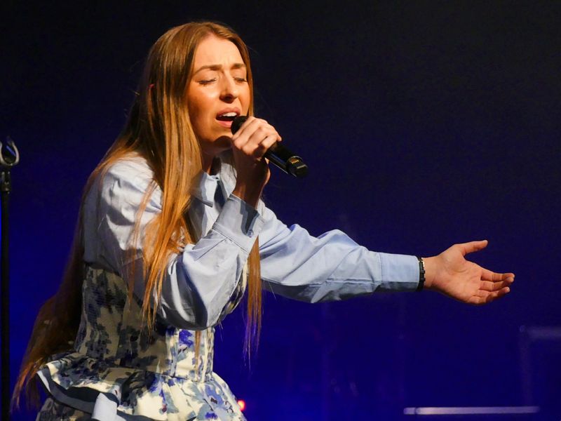 Singer SVRCINA performs at the “Hope Nights” concert on April 18, 2026, at Victorville First Assembly church.