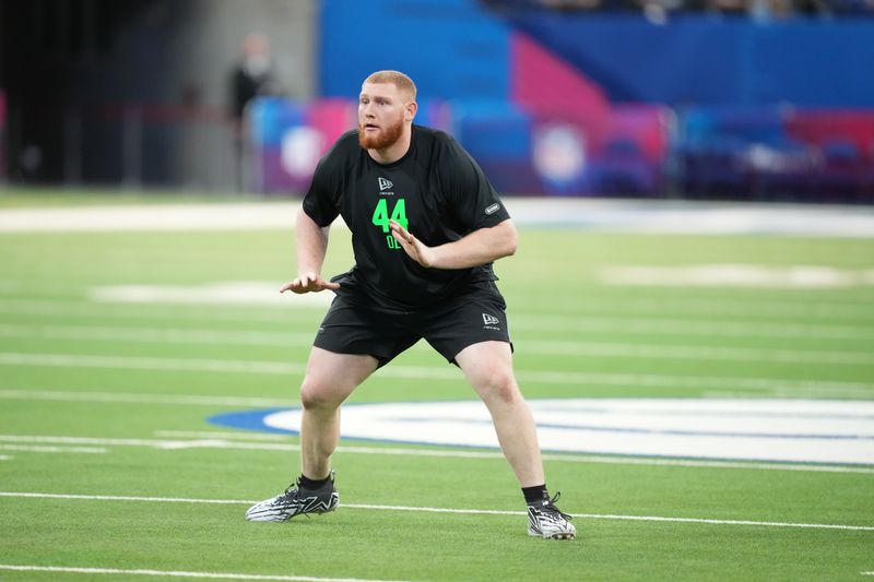 Mar 1, 2026; Indianapolis, IN, USA; Georgia Tech offensive lineman Keylan Rutledge (OL44) during the NFL Scouting Combine at Lucas Oil Stadium. Mandatory Credit: Kirby Lee-Imagn Images