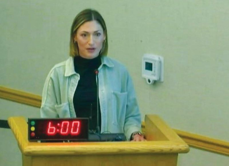 Westlake High School teacher Lauren Zasadil shared her concerns about sexual assault during a Conejo Valley Unified School District board meeting in April 16, 2025, a day after she was placed on administrative leave.