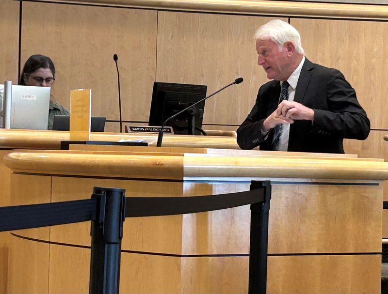 Shasta County Registrar of Voters Clint Curtis makes his case at the Tuesday, April 27, 2026, supervisors meeting.