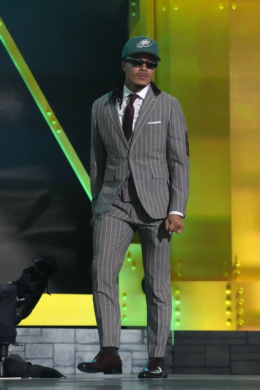 Apr 23, 2026; Pittsburgh, PA, USA; Southern California Trojans receiver Makai Lemon is selected by the Philadelphia Eagles as the number 20 pick during the 2026 NFL Draft at Acrisure Stadium. Mandatory Credit: Kirby Lee-Imagn Images