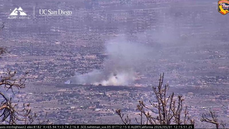 A vegetation fire broke out near homes in Phelan on Friday, May 1, 2026.