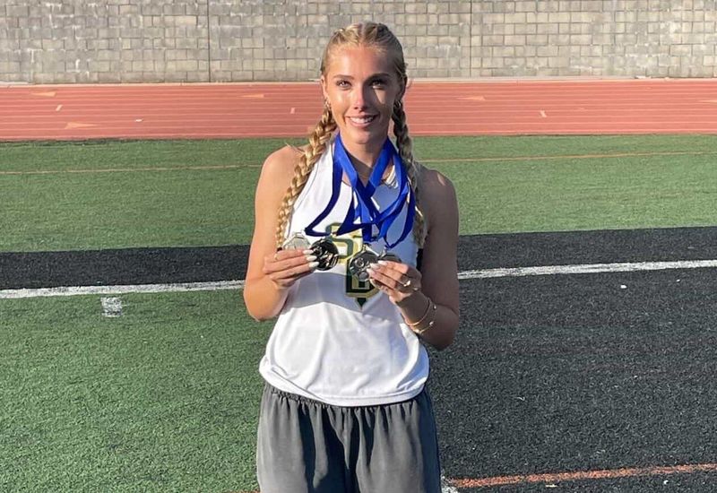 St. Bonaventure High junior Anna O'Neil won three individual titles at the Tri-Valley League Track and Field Championships on May 1.