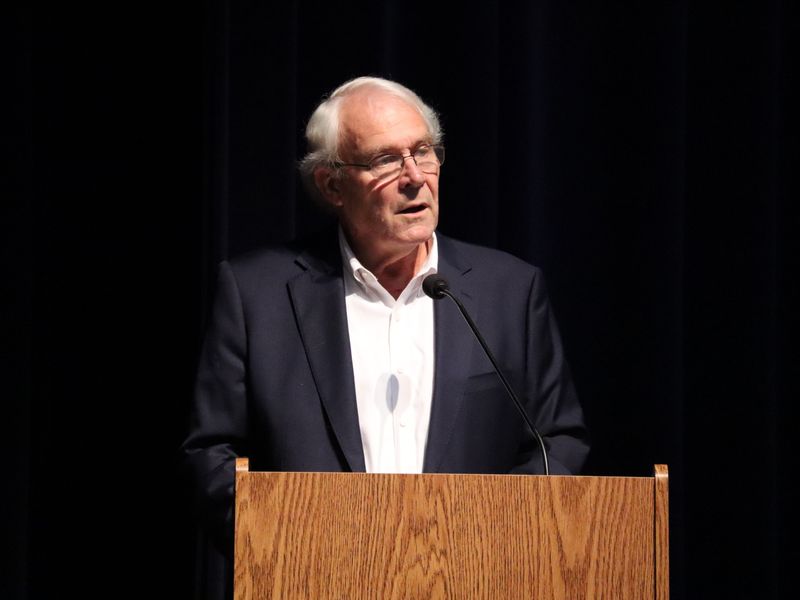 Salinas Mayor Dennis Donohue delivers a state of the city address on April 30, 2026, in Salinas, Calif.