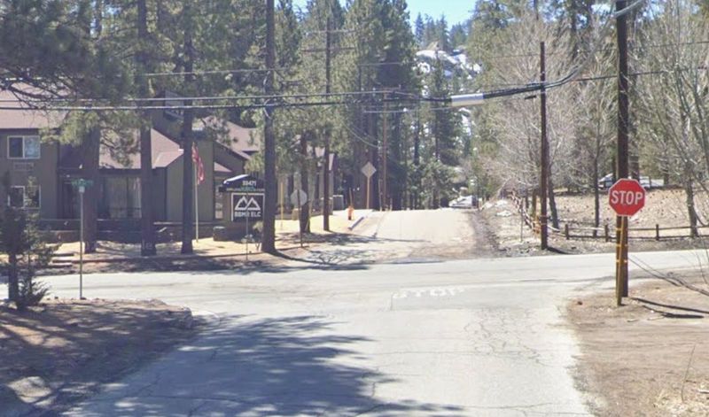 The intersection of Big Bear Boulevard and Cienega Road in Big Bear Lake.